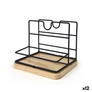 Multi-Purpose Organiser My Bar Brown Black Wood Metal 15 x 13 x 14 ...