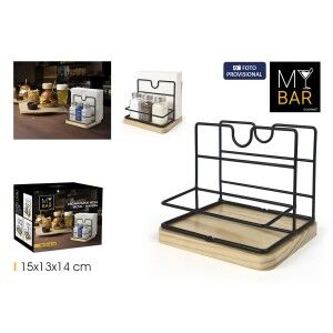 Multi-Purpose Organiser My Bar Brown Black Wood Metal 15 x 13 x 14 ...
