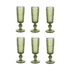 Set of cups Home ESPRIT Green Crystal 135 ml (6 Units) |  Glasses, ...
