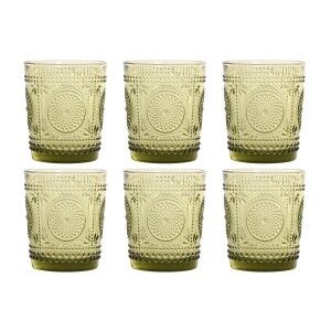 Set of glasses Home ESPRIT Green Crystal With relief 310 ml (6 Unit...