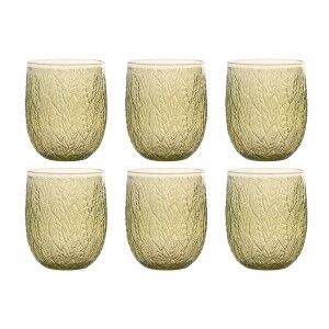 Set of glasses Home ESPRIT Green Crystal With relief 360 ml (6 Unit...