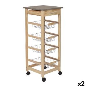 Vegetable trolley MobleKit Brown Grey Wood Metal 37 x 37 x 82 cm (2...