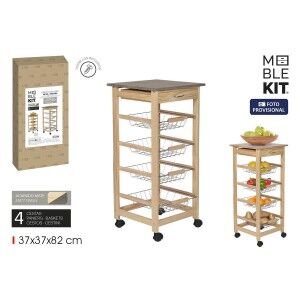Vegetable trolley MobleKit Brown Grey Wood Metal 37 x 37 x 82 cm (2...