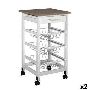Vegetable trolley MobleKit White Brown Wood Metal 37 x 37 x 76 cm (...