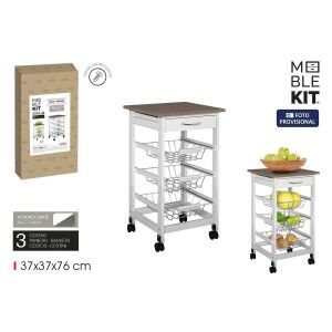 Vegetable trolley MobleKit White Brown Wood Metal 37 x 37 x 76 cm (...
