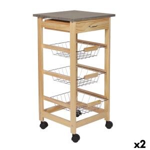 Vegetable trolley MobleKit Brown Grey Wood Metal 37 x 37 x 76 cm (2...