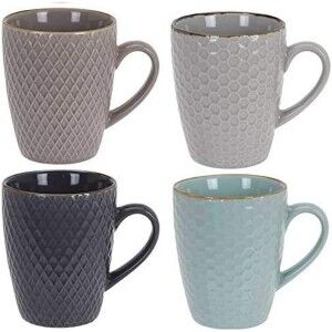 Satz von Kaffeetassen Excellent Houseware Steingut 300 ml Geometris...