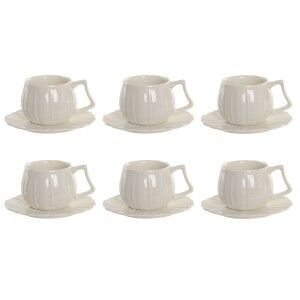 Jeu de 6 tasses avec plat Home ESPRIT Blanc Porcelaine 120 ml