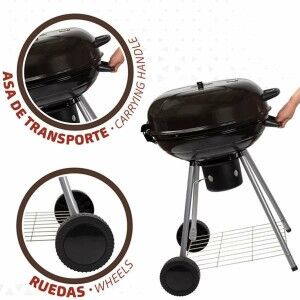 Coal Barbecue with Wheels Aktive Textilene 57 x 86 cm Black