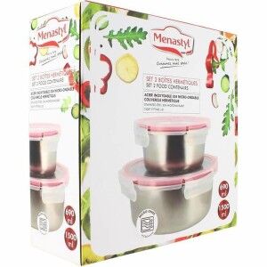 Food Preservation Container Menastyl Silver Circular (2 Units)