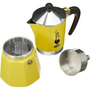 Italian Coffee Pot Bialetti Rainbow Yellow Jaune Metal 6 Cups