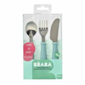 Pieces of Cutlery Béaba Blue Light Green Metal 3 Pieces |  Knives a...