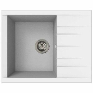 Sink with One Basin and Drainer Stradour 1C XS White |  Sinks   | C...