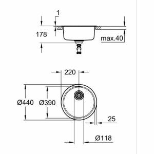 Évier simple Grohe K200 Gris