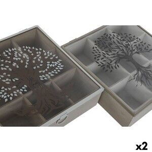 Box for Infusions Home ESPRIT Brown Beige Metal Crystal MDF Wood 24...