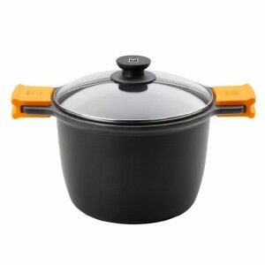 Pot with Glass Lid BRA A273907 Black Metal Aluminium Toughened alum...