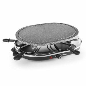Raclette Princess 8 Oval Stone Grill Party Schwarz Grau
