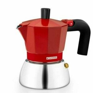 Italienische Kaffeemaschine BRA INOX RED 6T Rot Edelstahl 6 Tassen