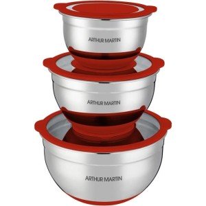 Set de saladiers - ARTHUR MARTIN - AM032 - 16-20-24 cm - Couvercles...