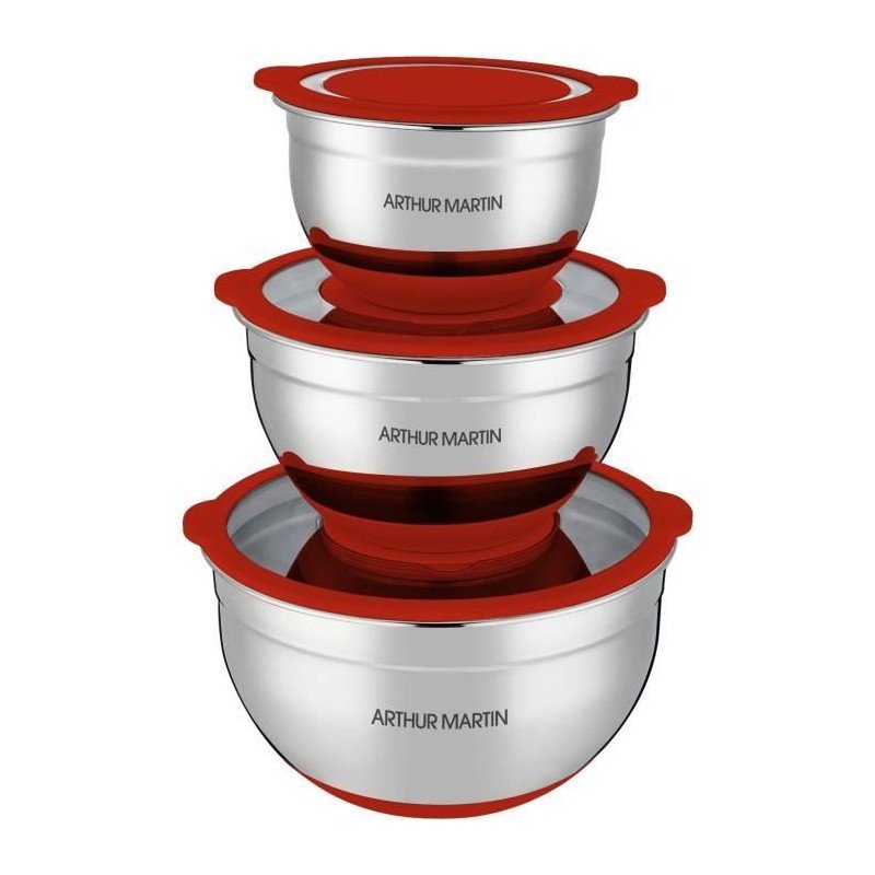 Salatschüssel-Set - ARTHUR MARTIN - AM032 - 16-20-24 cm - Luftdicht...