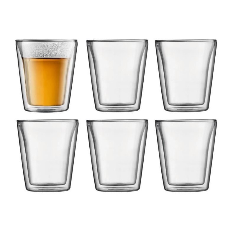 Set 6 verres thermo - BODUM - Canteen - Double paroi - 0.2 l - Transparent