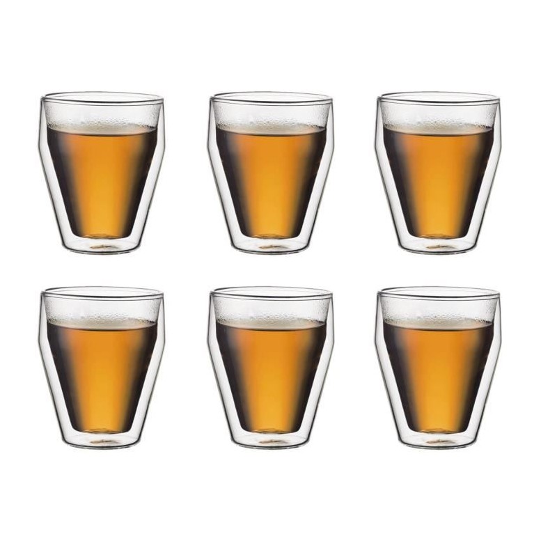 Set 6 verres thermo - BODUM - Titlis - Double paroi - 0.25 l - Transparent