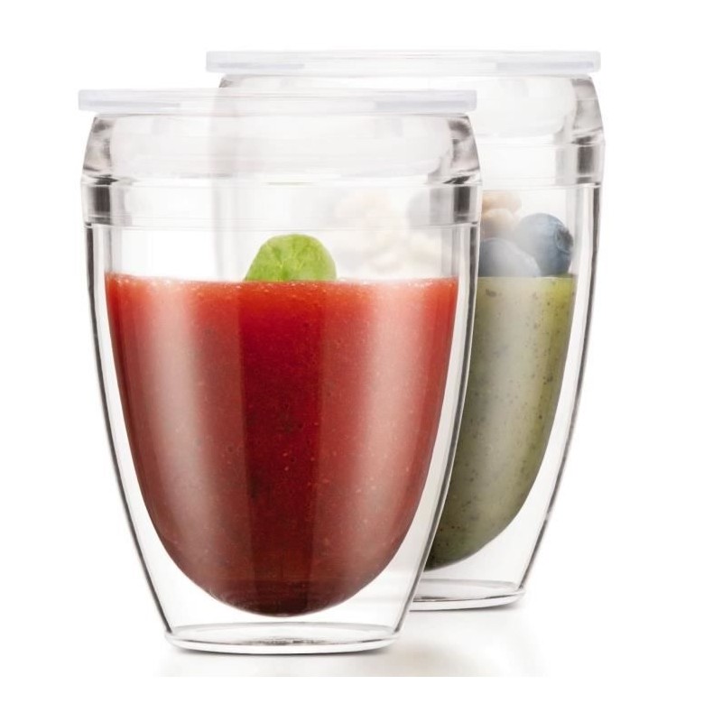 Set of 2 BODUM cups - Pavina To Go - Double-walled plastic - Airtig...