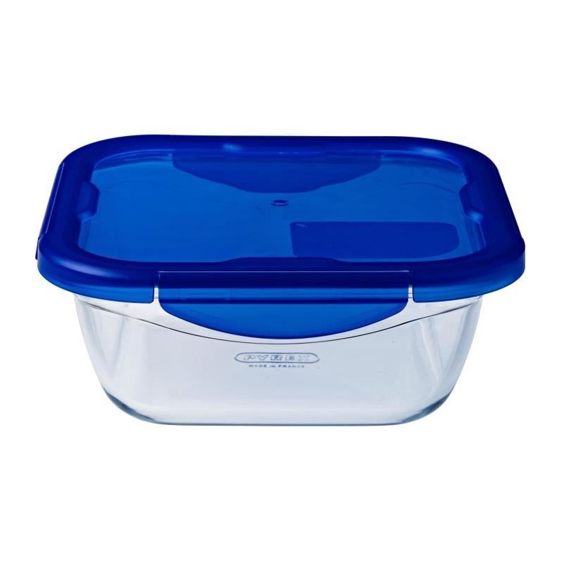 PYREX COOK & GO Conservation dish square 0,8l 16cm + Blue lid