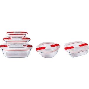 5er-Set Vorratsbehälter - PYREX - Cook & Heat - Glas - Deckel mit D...