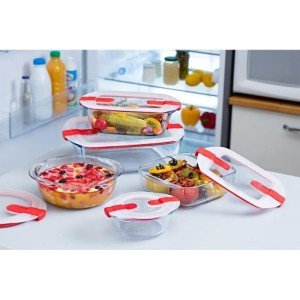 5er-Set Vorratsbehälter - PYREX - Cook & Heat - Glas - Deckel mit D...
