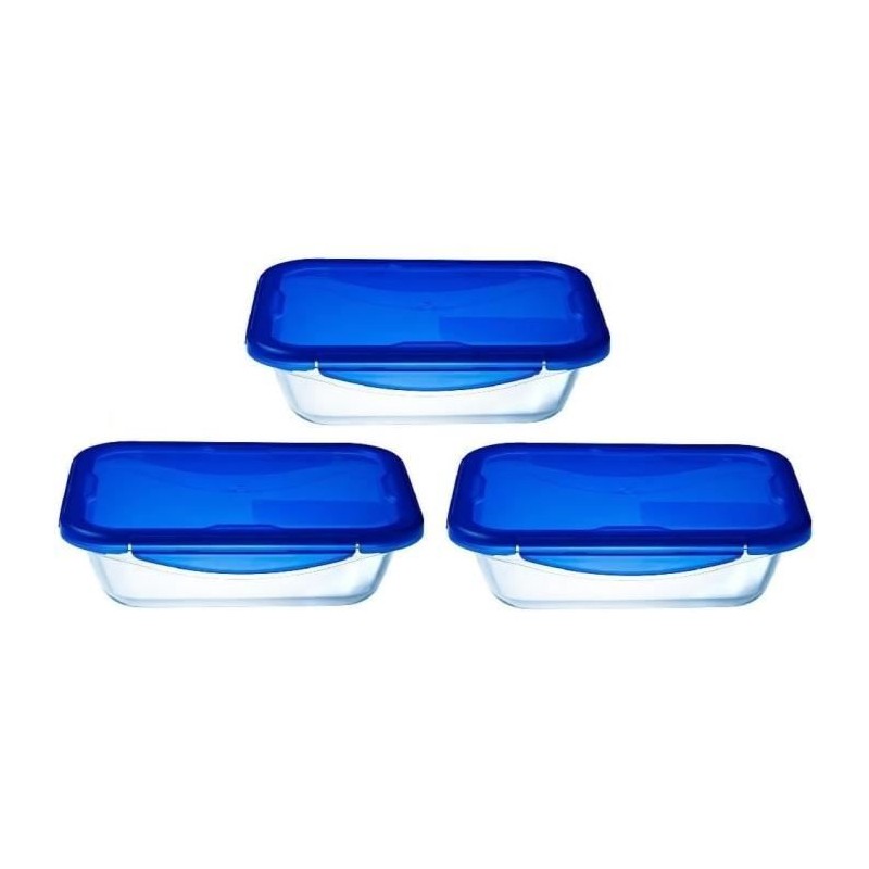 3er-Set Lunchboxen - PYREX - Cook & Go - Glas - Rechteckig - Luftdi...