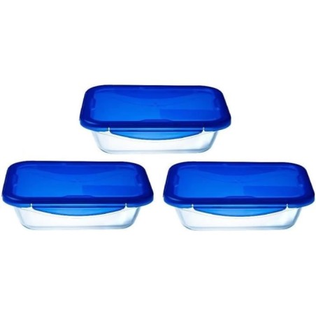 3er-Set Lunchboxen - PYREX - Cook & Go - Glas - Rechteckig - Luftdi...