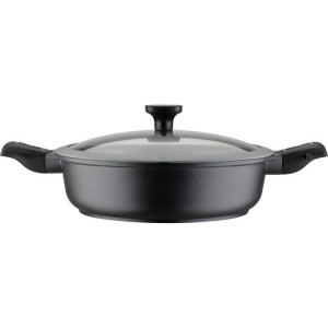 Poele a frire 28 cm Easy Click en aluminium et plastique avec couvercle en verre - GSW - 167833 - Noir