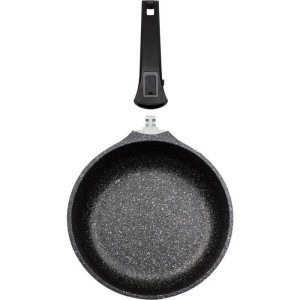 Easy Click Bratpfanne aus Aluminium und Kunststoff mit Glasdeckel, 28 cm, GSW, 167833, Schwarz