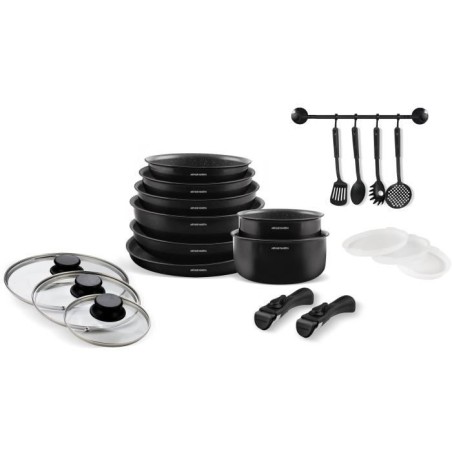 Batterie de cuisine induction - Arthur Martin - AM558 - Aluminium - 20 pieces - Poignée amovible - Tous feux dont induction