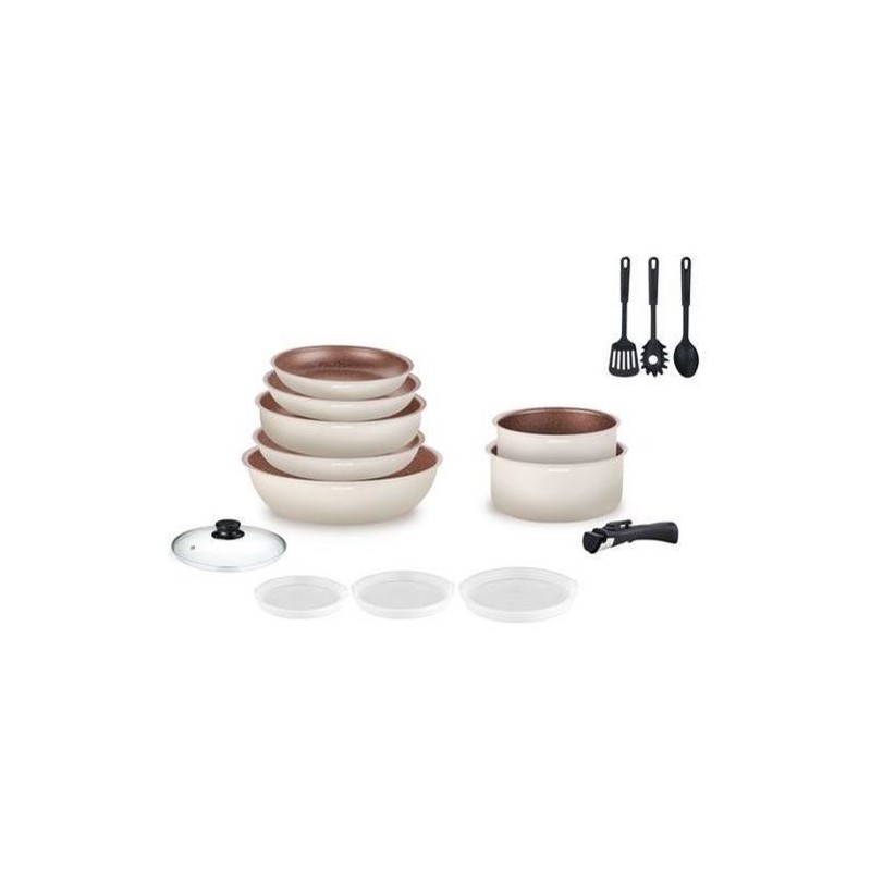 Batterie de cuisine Arthur Martin Batterie 18 pieces creme AM1453 CREME