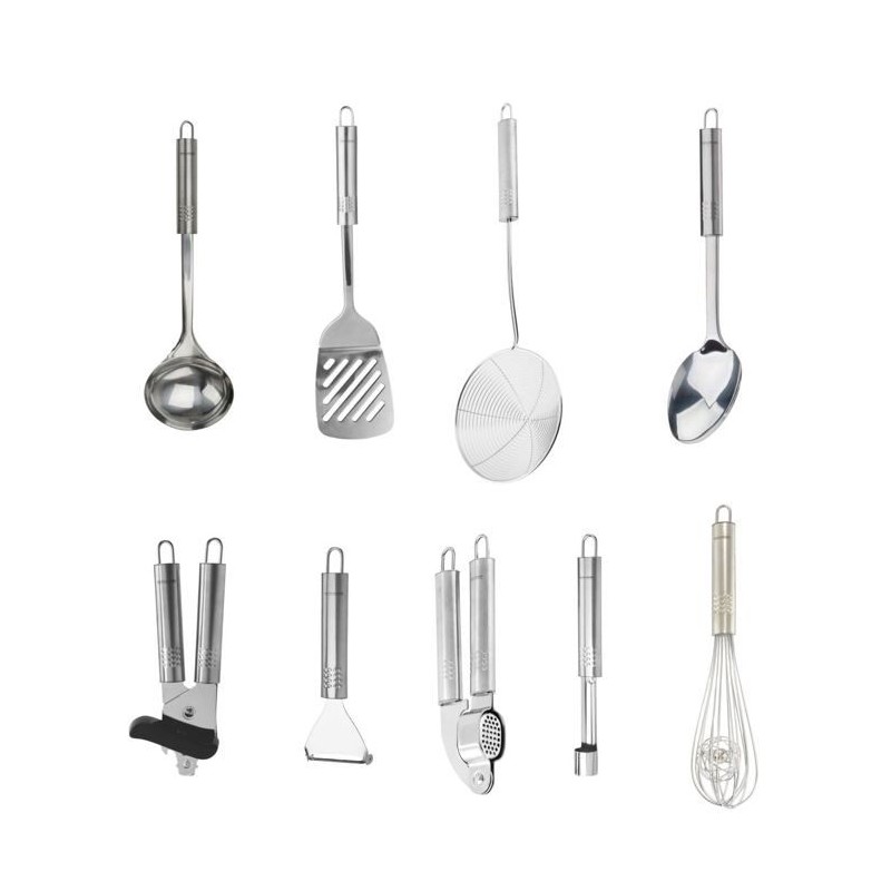 Ensemble de 9 ustensiles de cuisine - FACKELMANN - Ovale - Inox