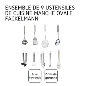 Ensemble de 9 ustensiles de cuisine - FACKELMANN - Ovale - Inox