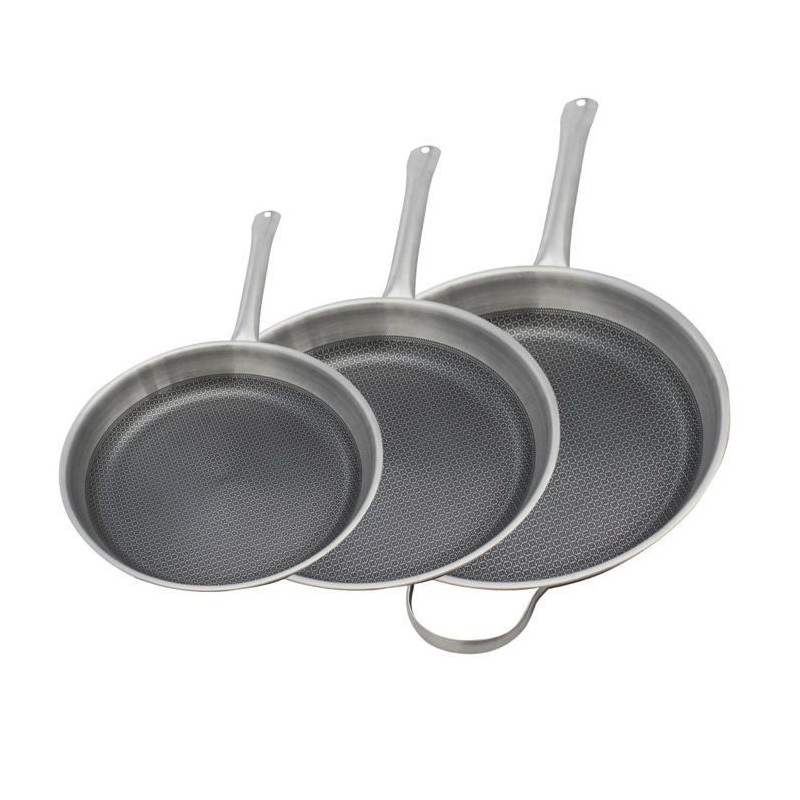 Set de 3 poeles a induction - ELO - Relief Solutions - Inox 18/10 ELODUR Select antiadhésives - Ø 24-28-32 cm