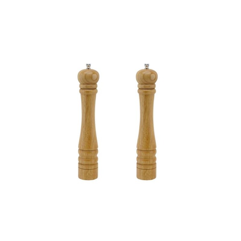 2er-Set manuelle Pfeffermühlen - FACKELMANN PROFESIONAL - Holzfarbe...