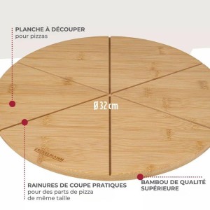 Ensemble de 2 Planches a pizza avec rainures de coupe - FACKELMANN - Ø 32 cm