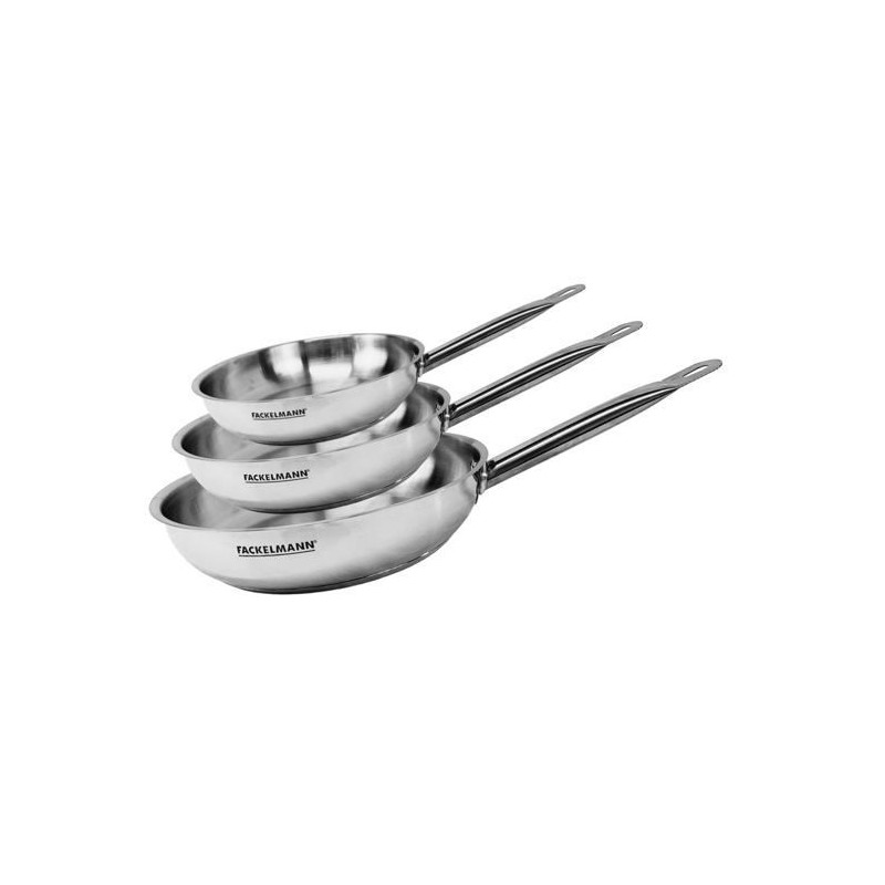 Set de 3 poeles 20 24 et 28 cm en inox Fackelmann Eterna
