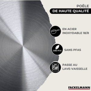 Set de 3 poeles 20 24 et 28 cm en inox Fackelmann Eterna