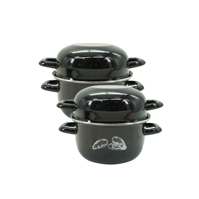 Ensemble de 2 Marmites a Moules - FACKELMANN - Emaillée - 20,5 x 26 x 17,5 cm