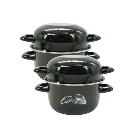 Ensemble de 2 Marmites a Moules - FACKELMANN - Emaillée - 20,5 x 26 x 17,5 cm