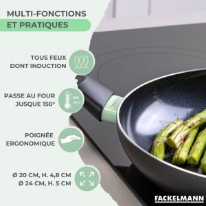 Set mit 2 induktionsgeeigneten Bratpfannen – FACKELMANN – Brandao – Antihaftbeschichtetes Keramik-Aluminium – Ø 20 und