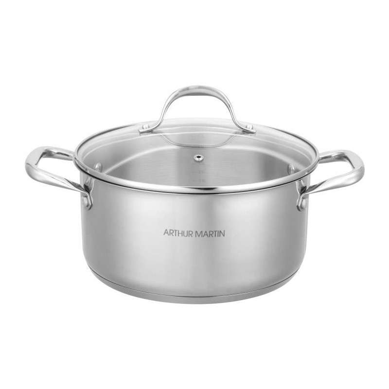 AM2513 Arthur Martin Stockpot 28 cm with lid – Stainless Steel – All heat sources including induction