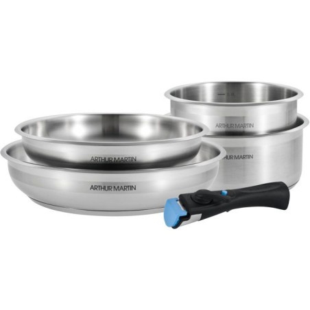 Induktionskochgeschirr-Set – ARTHUR MARTIN – AM2189 – Edelstahl 18/10 – 5-teilig – abnehmbarer Griff