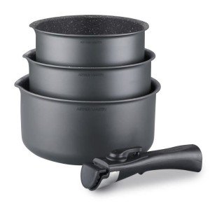 Arthur Martin AM777GM Küchenbatterie Set von 3 Pfannen - Matt Grey ...