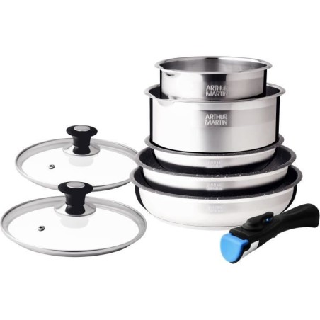 Arthur Martin AM2493 8 -piece kitchen battery - Stainless steel - Removable handle - All lights including induction